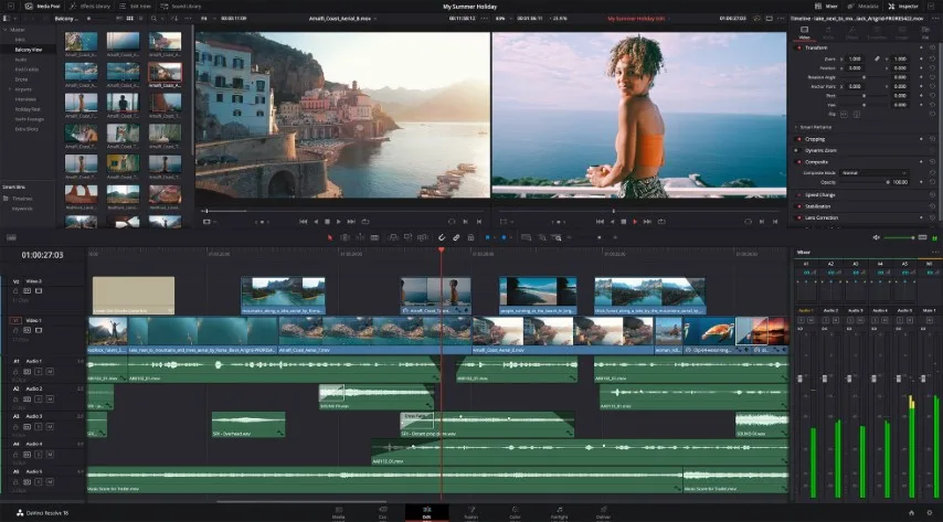Capture d'écran du logiciel Da VInci Resolve