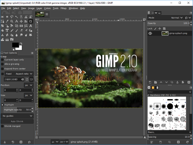 Capture d'écran du logiciel GIMP